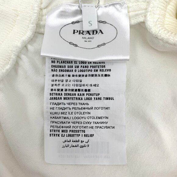 Prada White Triangle Logo Relief Round Neck Short Sleeve T-Shirt Size S - Picture 8 of 8